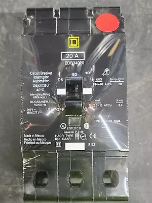 Square D EDB34020 20A 3P 480V~ Circuit Breaker • $175