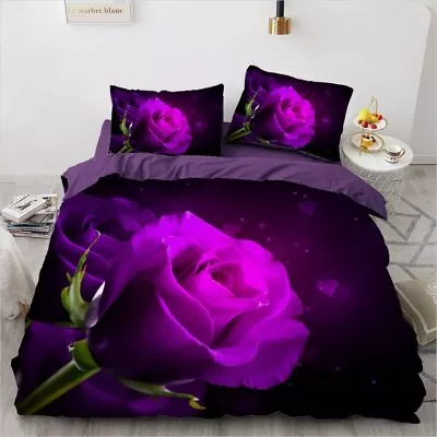 3D Bedding Set 3PCS Duvet Cover Set Comforter/Quilt Cover Flowers Textile • $27.50