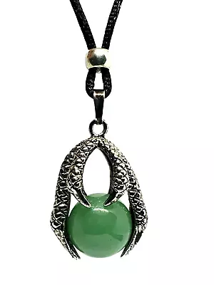 Dragon Claw Jade Necklace Pendant Crystal Ball Bead Cord Statement Jewellery  • £6.35