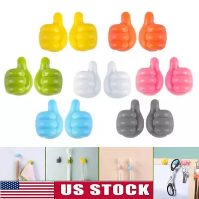 10PCS Thumbs Up Shaped Wall Hook Plug Cable Holder Key Towel Wall Hanger • $0.99