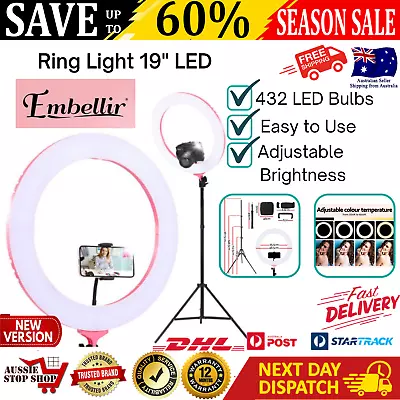 Embellir LED Ring Light With Stand 19  Phone Camera Tripod 5800LM Dimmable Diva • $116.21