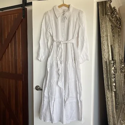 Dissh White Linen Maxi Dress New With Tags Size 12 • $125