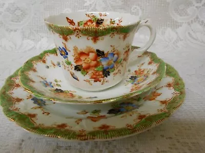 Antique Vintage Queens China Tea Set Trio Gw & Son Hand Painted C1900-1919 • £22