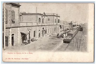 C1910 Station Du Chemin De Fer Suez Port Said Train Rail Egypt Vintage Postcard • $9.98