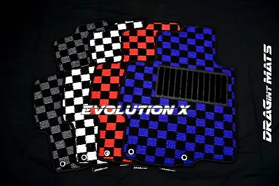 DRAGintMATS JDM Checkered Floor Mats Mitsubishi Lancer Evo X 10 Karo LHD MR • $55