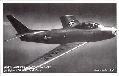 F86 Sabre North American Aviation US Air Force Fighter Airplane Vintage Postcard • $4.75