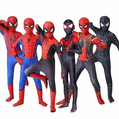 Kids Spider-Man No Way Home Costume Boys Spiderman Cosplay Suit Child Outfits UK • £8.88