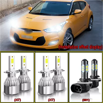 For 2012-2017 Hyundai Veloster White LED Headlight High Low Fog Light Bulbs Kit • $34.99