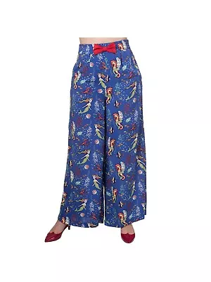£22.99 • Buy Made Of Wonder Mermaid Sea Retro Wide Leg Pants Summer Rockabilly Trousers