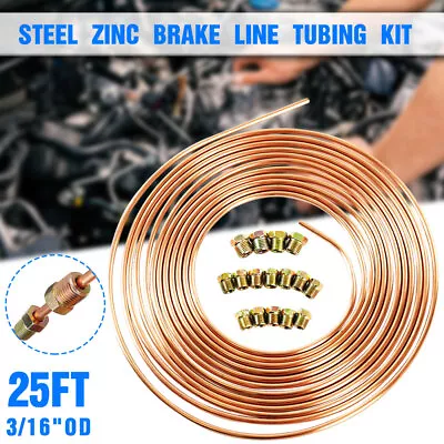 Copper Nickel Brake Line Tubing Kit 3/16 OD 25 Foot Coil Roll All Size Fittings • $14.64