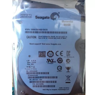 Seagate Momentus 500GB ST9500423AS 7200RPM 16MB SATA2 2.5  Laptop HDD Hard Drive • £10.79