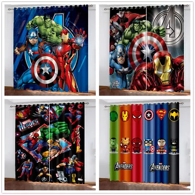 Kids  Marvel Superhero Curtains Blackout Curtains Thermal Ring Top Eyelet Gift M • £40.56