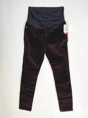 Isabel Maternity Skinny Jeans Womens Size 6 Corduroy Crossover Panel Burgundy • $15.99