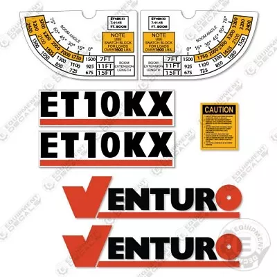 Fits Venturo ET10KX Decal Kit Boom Truck - 3M Vinyl Aftermarket Sticker Set! • $39.95