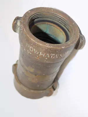 Vintage Fire Hose Fitting Solid Brass Powhatan 1 -1/2   DOUBLE FEMALE Connection • $50