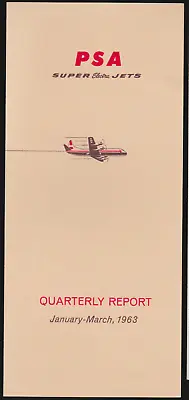 1963 Pacific Southwest Airlines PSA Quarterly Year Report Brochure VTG Very Rare • $23
