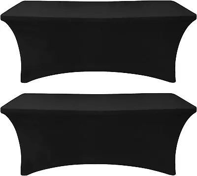 2Pack 6FT Spandex Table Cover Black Fitted Rectangular Tablecloth Stretchable F • $26.43