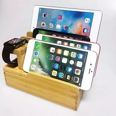 Lovoski Bamboo Charging Dock Stand Station Charger Holder For IPad Phones • £27.71