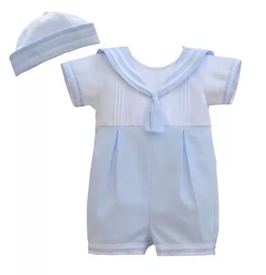 Pretty Originals - Boys Pale Blue Sailor Shortie And Hat Set • £26.99