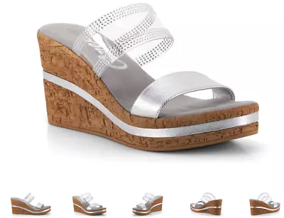 Onex Vanish Silver Leather/Lucite Wedge Sandal Women's Sizes 5-11/NEW!!! • $119.95