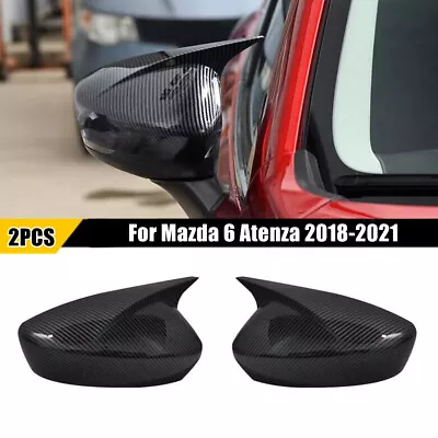 Carbon Fiber Style OX Horn Side Mirror Cover Cap For Mazda 6 Atenza 2018-2021 • $29.97