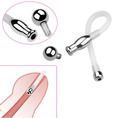 NEW Stainless Steel Silicone Male Penis Plug Urethral Sounding Penis Dilator USA • $13.49