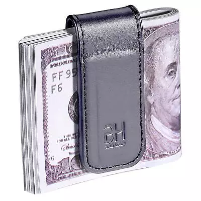 Slim Magnetic Money Clip Genuine Leather Business Card Holder For Men • $19.99