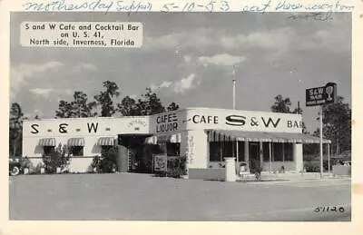 S & W CAFE Inverness Florida ROADSIDE Diner Bar C1950s RARE Vintage Postcard • $13.49