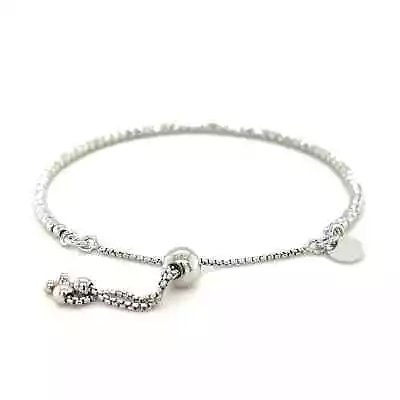 Adjustable Fine Shiny Beaded Bracelet In Sterling Silver  9.25 Inches • $51.96