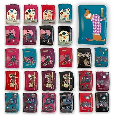 Kukubird Womens Wallets Purses Medium Size Cartoon Designs Animals Owl Dachshund • £6.99