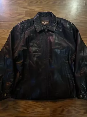 Couture J Park Leather Jacket Mens XXL 2XL Black Lambskin Full Zip Bomber Coat • $49.99
