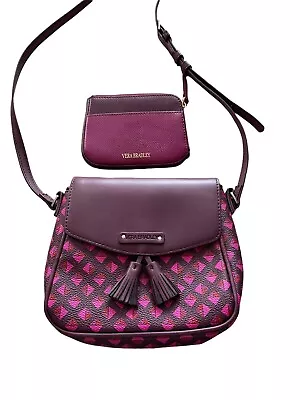 Vera Bradley Tassel Purse Crossbody Plum Studs Wallet Set Pink Purple • $35