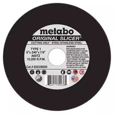 Metabo 655339000 6  X .040 X 7/8 Original Slicer A60TZ 50 Pack • $97.99