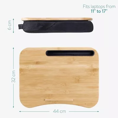 Navaris Laptop Tray - Bamboo Laptop Lap Tray Lapdesk Lap Tray With Cushion • £31.99