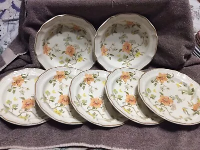 7- Pc's VINTAGE MIKASA  DISHWARE  5 -DESSERT PLATES2 SOUP /SALAD BOWLS HERITAGE • $27.99