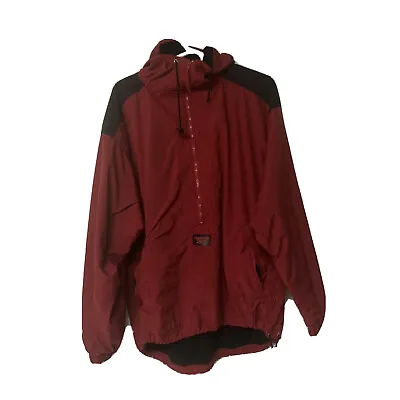 Vintage Reebok Jacket Half Zip Nylon Burgundy Maroon Black Men’s L • $15