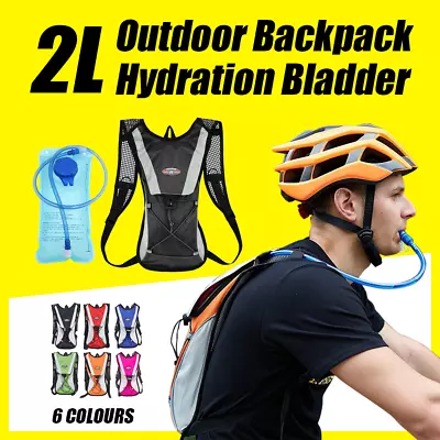 Hydration Pack + 2L Water Bladder Bag Backpack Cycling Bicycle Hiking Camping • $18.50