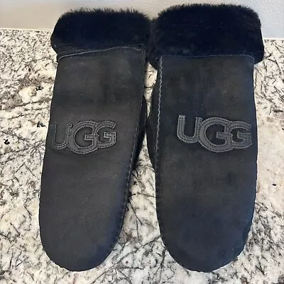 UGG Black Mittens Gloves Leather Sheepskin Black Size L/XL Women’s • $17.99