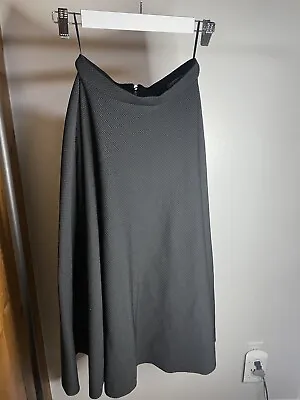 H&M BLACK  High Waist Midi Circle Skirt Heavy Woven Exposed Zipper US SIZE 4 • $22