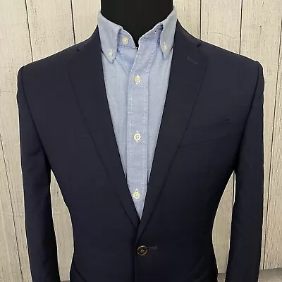 Jos. A. Bank 38R Navy Blue Windowpane Stitch Wool 2-Button Dual-Vent Sports Coat • $34.99