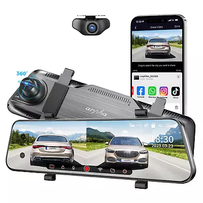 Mirror Dual Dash Cam 2K 1080P WIFI WDR G-Sensor 24 Hours Park Mode ARPHA Car DVD • $149.99