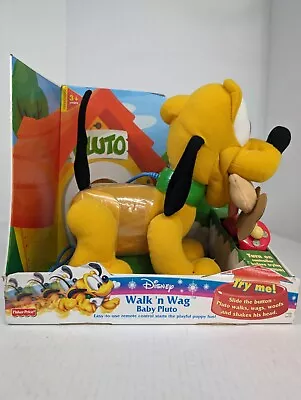 Vintage Disney Fisher Price Walk 'n Wag Baby Pluto Plush ~ New In Original Box • £61.70