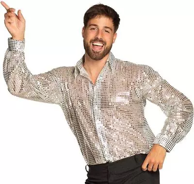 Boland Disco Party Shirt Men's Fancy Dress - Silver • £17.99