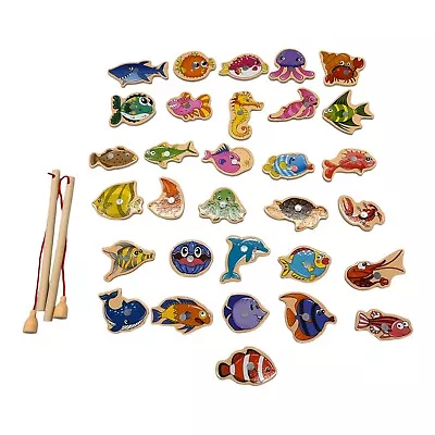 £18.63 • Buy Magnetic Fishing Game 31 Wooden Pieces & 2 Rods - Chinese Words On Back