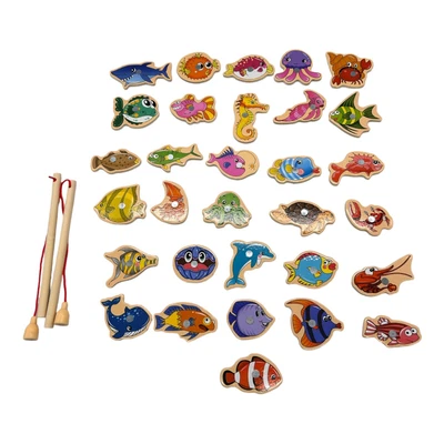 £18.63 • Buy Magnetic Fishing Game 31 Wooden Pieces & 2 Rods - Chinese Words On Back
