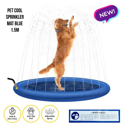 $29.99 • Buy 1.5m Dog Sprinkler Mat/Pool Adjustable Spray Anti-Slip Summer Fun Pet Basic®