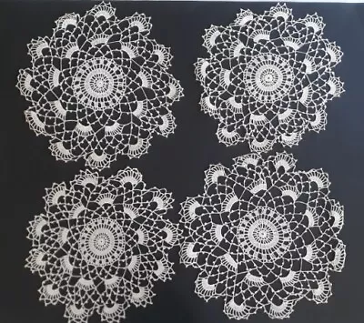 Vintage Hand Crocheted Doily 12” Round Set Of 4 ***SALE*** • $8