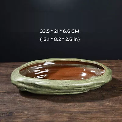 Unique Chinese Bonsai Pot Glazed Indoor Outdoor Large Oval Shallow Ceramic Pots • $119.90
