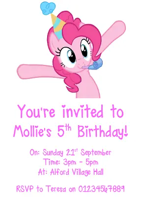 Personalised Photo Paper Card Party Invites Invitations MY LITTLE PONY #2 • £3.49
