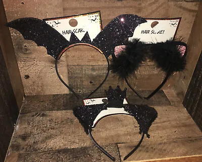 3 Sparkly Glittery Halloween Headband Black Bat Costume Vampire Girls Style • £17.81